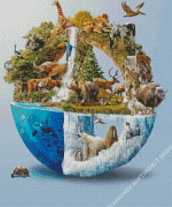 Animals Globe Diamond Painting