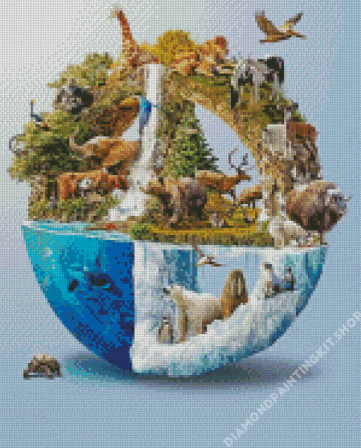 Animals Globe Diamond Painting