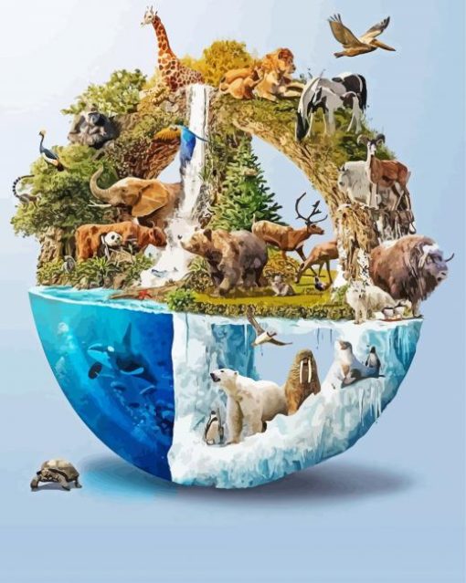 Animals Globe Diamond Painting