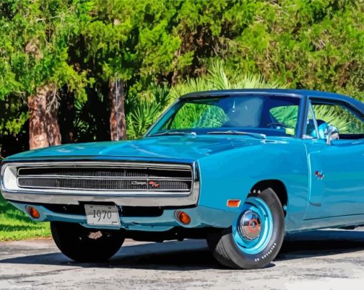 Blue Dodge Charger 1970 Diamond Painting