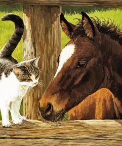 Cat And Horse Art Diamond Painting