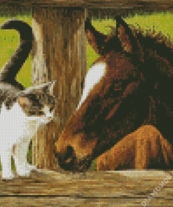 Cat And Horse Art Diamond Painting