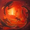 Fantasy Circular Dragons Art Diamond Painting