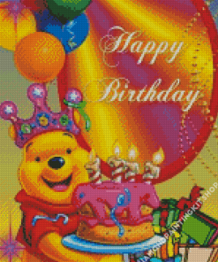 Happy Birthday Winnie The Pooh Poster Diamond Painting