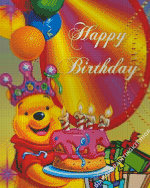 Happy Birthday Winnie The Pooh Poster Diamond Painting