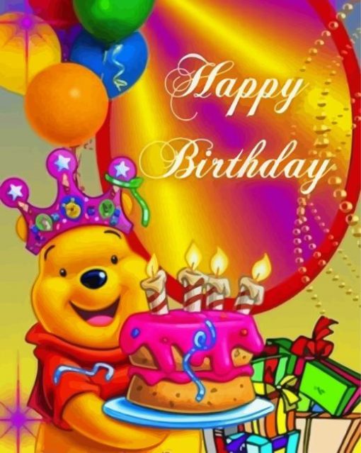 Happy Birthday Winnie The Pooh Poster Diamond Painting