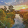 Jordan River At Sunset Diamond Painting