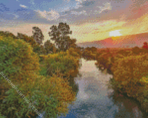 Jordan River At Sunset Diamond Painting