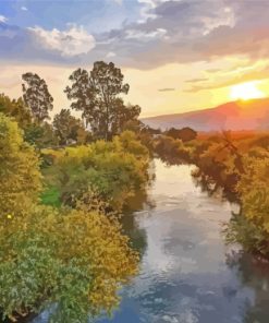 Jordan River At Sunset Diamond Painting