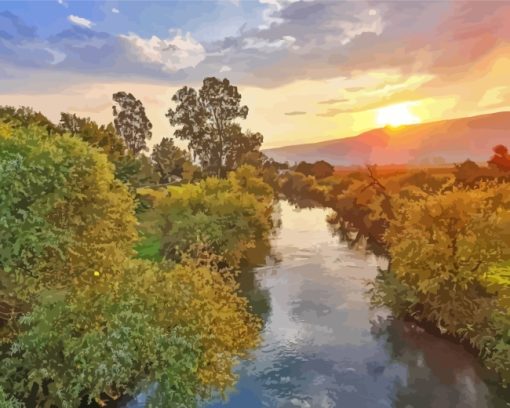 Jordan River At Sunset Diamond Painting