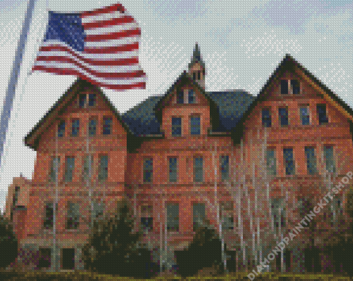 Montana State University And USA Flag Diamond Painting