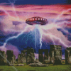 Stonehenge And Spaceship Diamond Painting