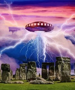 Stonehenge And Spaceship Diamond Painting