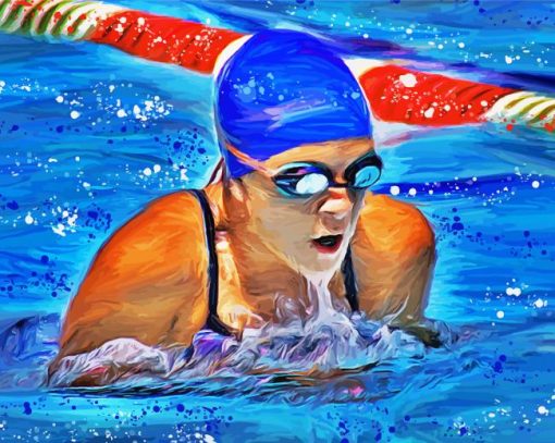 Swimmer In Swimming Competition Diamond Painting