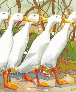 White Indian Runner Duck Diamond Painting