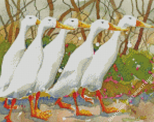 White Indian Runner Duck Diamond Painting