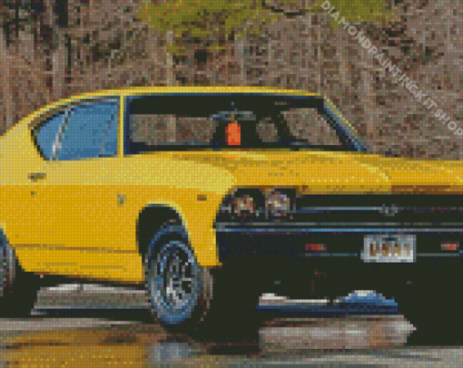 Yellow 1969 Chevy Chevelle Car Diamond Painting