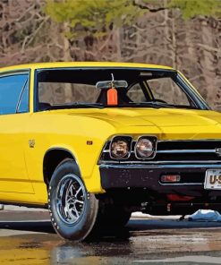 Yellow 1969 Chevy Chevelle Car Diamond Painting