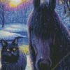 Black Cat And Horse Diamond Painting