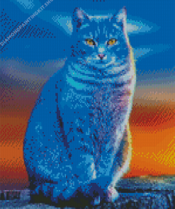 Blue Cat Diamond Painting