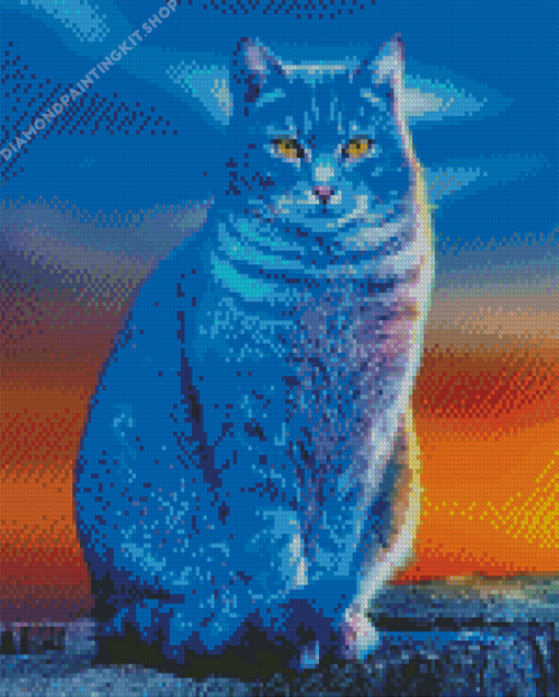 Blue Cat Diamond Painting