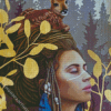 Deer On Girl Head By Sophie Wilkins Diamond Painting