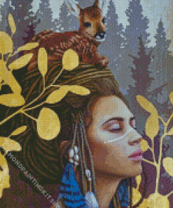 Deer On Girl Head By Sophie Wilkins Diamond Painting