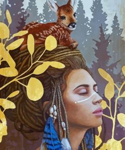 Deer On Girl Head By Sophie Wilkins Diamond Painting