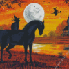 Halloween Cat And Horse Diamond Painting