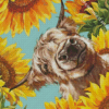 Highland Cow With Sunflowers Diamond Painting