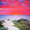 Sunset In Torquay Beach England Diamond Painting