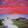 Sunset In Torquay Beach England Diamond Painting