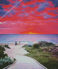 Sunset In Torquay Beach England Diamond Painting