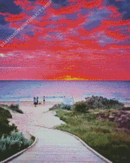 Sunset In Torquay Beach England Diamond Painting