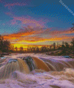 Waterfall Country Sunset Diamond Painting