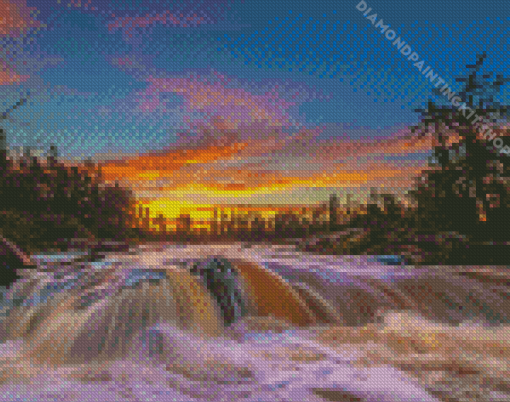 Waterfall Country Sunset Diamond Painting