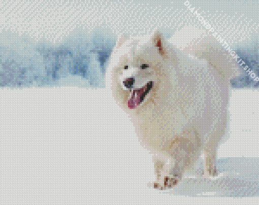 White Winter Dog Diamond Painting