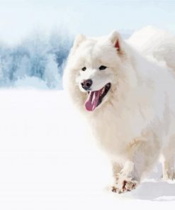 White Winter Dog Diamond Painting