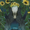 Animal Skull And Sunflowers Art Diamond Painting