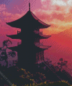 Asian Landscape At Sunset Diamond Painting