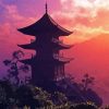 Asian Landscape At Sunset Diamond Painting