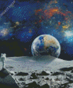 Astronaut Watching Earth Rise Diamond Painting