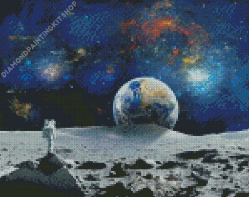 Astronaut Watching Earth Rise Diamond Painting