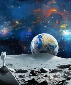 Astronaut Watching Earth Rise Diamond Painting