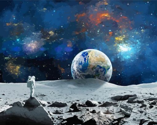 Astronaut Watching Earth Rise Diamond Painting