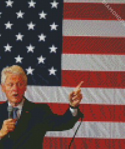 Bill Clinton And Usa Flag Diamond Painting