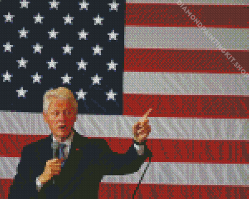 Bill Clinton And Usa Flag Diamond Painting