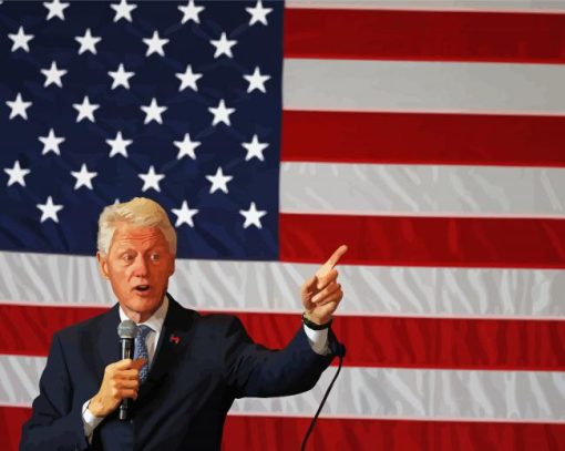 Bill Clinton And Usa Flag Diamond Painting