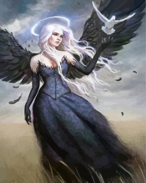 Black Angel And Bird Diamond Painting