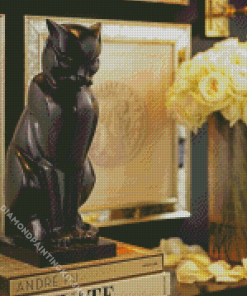 Black Art Deco Cat Diamond Painting